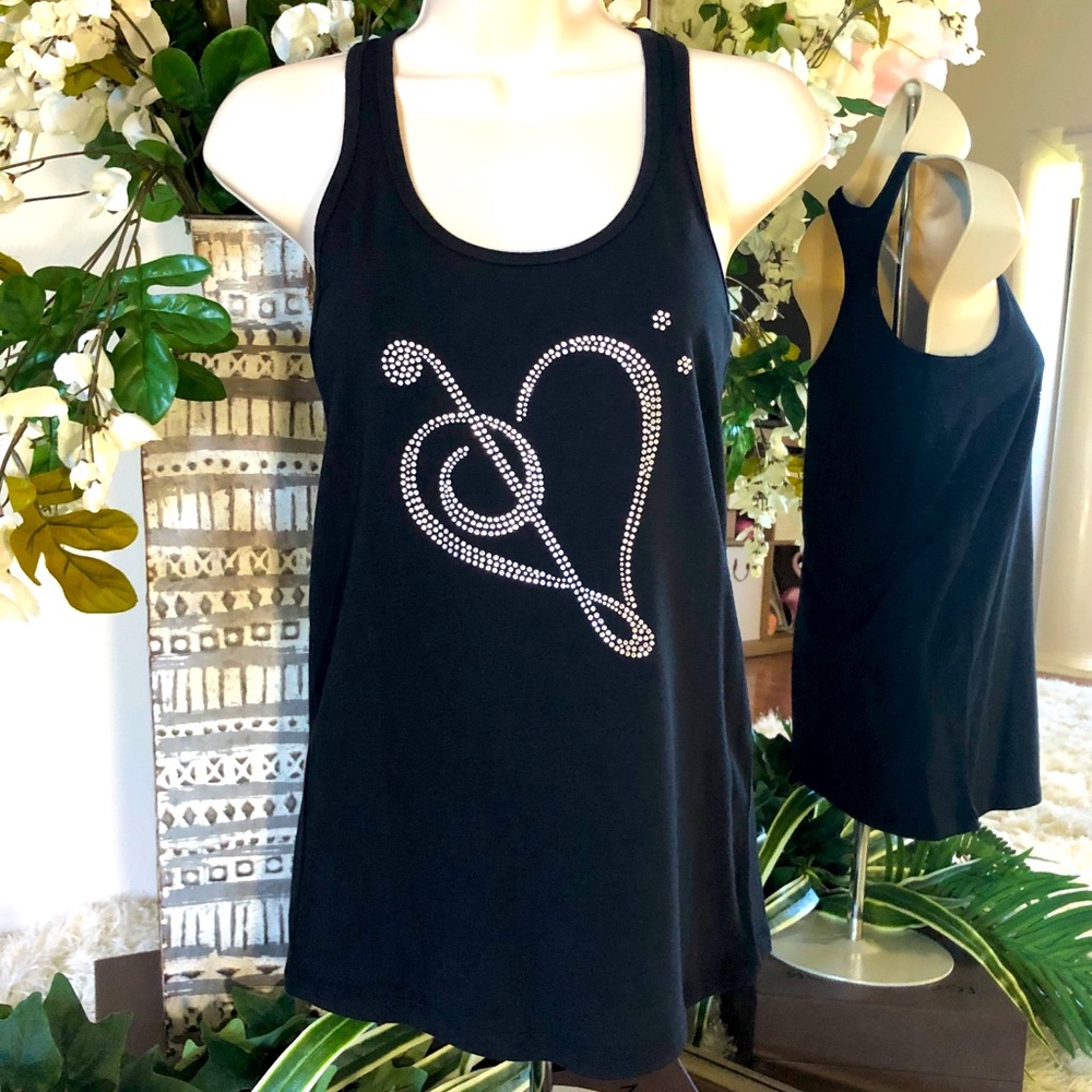 Bling Rhinestone Racerback Tank - Music Heart